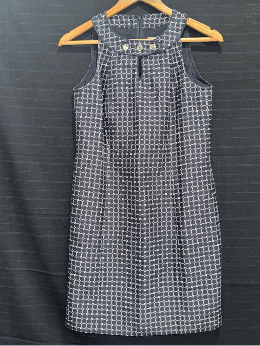 Ann Taylor Petite Navy High Neck Sleeveless Silk Blend Shift Sheath Dress 2 P